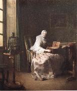 Jean Baptiste Simeon Chardin Lady with a Bird-Organ china oil painting reproduction